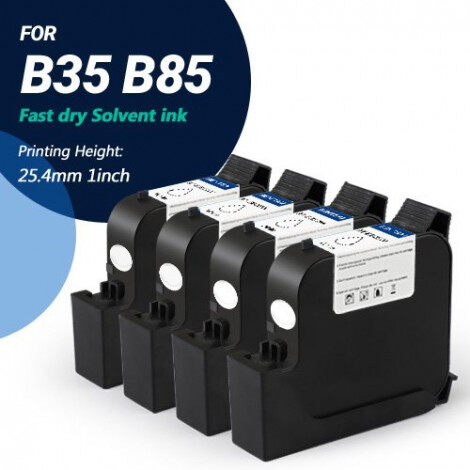 BENTSAI EB22W White Solvent Fast Dry Ink for 6210, B35, B45, B85 Handheld Printer - 4 Pack